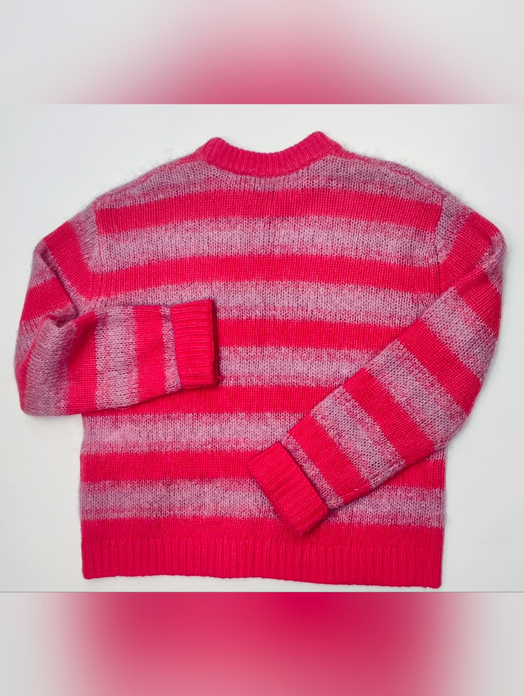 Stella Nova Women's Knit Pink Striped Crewneck Sweater Wool Blend Size S